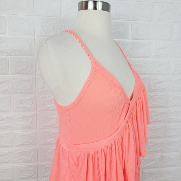 FREE PEOPLE Pink Tiered V-Neck Ruffle Tnak Top | M - Picture 9 of 12